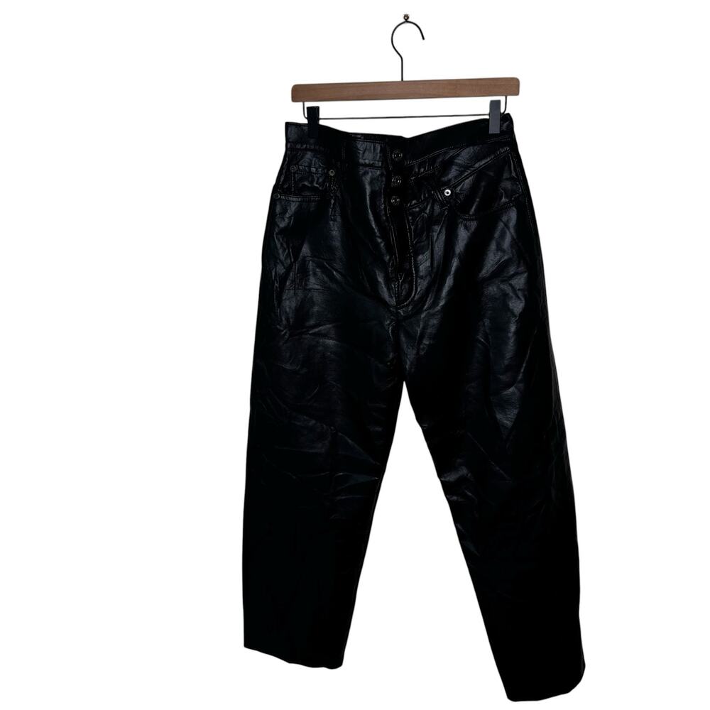 AGOLDE Broken Waistband Recylced Leather Pants Size 29 Black